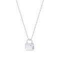 Collana in argento sterling S925 con ciondolo a borsa in cristallo trasparente su bianco - Argento 925 / Oro Bianco