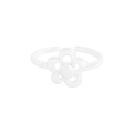 S925 sterling silver flower ring with pearl accent and adjustable minimalist open band - Size 13 (Adjustable) / Silver