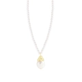Elegante S925 Silberhalskette mit weißen Perlen und einem tropfenförmigen Anhänger - 925er Silber / 18K Gold