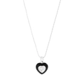 Silber S925 Herz Halskette mit schwarzem Emaille und Zirkon auf einer eleganten Schlangenkette - Choker-Halskette / Silber