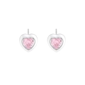 Orecchini a perno a cuore in argento S925 con pietre di zircone cubico rosa - Quarzo Rosa