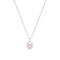 Elegant S925 silver necklace featuring a heart-shaped pendant with pink zircon stone - Pink Heart