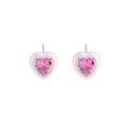 Orecchini a cuore in argento S925 con zircone rosa e bordo in smalto dallo stile unico - Diaspro Rosso