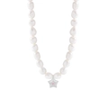 Collana di perle barocche con ciondolo a stella marina in argento e gemma rosa - Argento 925 / Oro Bianco
