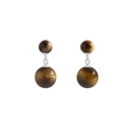 Elegant tiger eye stone dangle earrings with silver sterling finish in minimalist design - 925 Silver / White Gold