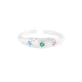 Minimalistischer S925 Sterlingsilber Ring mit Lavatextur und farbigen Zirkonia Sternen - Größe 16 (Verstellbar) / Silber