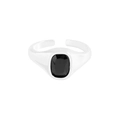 Minimalist S925 ασημένιο δαχτυλίδι με τετράγωνο μαύρο ζιργκόν και ανοιχτό σχέδιο - Νο 15 (Ρυθμιζόμενο) / Ασημένιο Μαύρος Όνυχας