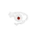 Bague en argent S925 élégante avec une rose en zircon rouge et une texture de vigne - Taille 13 (Réglable) / Zircon Rouge
