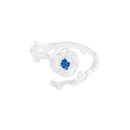 Bague rose en argent S925 avec anneau texturé et pierre de zircon bleu étincelante - Taille 13 (Réglable) / Zircone Bleue