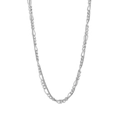 Minimalistische S925 Silber Doppelketten Halskette mit stilvollem Figaro-Kettendesign - 925er Silber / XL646-Weißgold Farbe