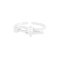 S925 Sterling Silber Ring mit Knotendesign und klarem Zirkonia-Stein, verstellbar - Größe 14 (Offen Verstellbar) / Silber