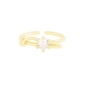 Verstellbarer goldener Knotenring mit Zirkonia in einer sechs-Zinken-Fassung - Größe 14 (Offen Verstellbar) / 18K Gold