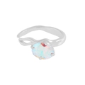 Irregular streamline S925 silver ring with colorful iridescent oval zircon centerpiece - Size 13 (Adjustable) / Silver (Colorful Main Stone)