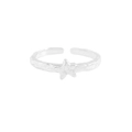 S925 Sterling Silber Sternring offen mit strukturierter Oberfläche in Silberoptik - Einstellbar Offen / Silber