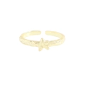 Minimalistischer S925 Sterlingsilber Sternring in Goldoptik mit Hammerschlagstruktur - Einstellbar Offen / 18K Gold