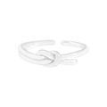 Minimalist S925 sterling silver open knot ring with adjustable twisted band design - Size 13 (Adjustable) / Silver