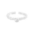 S925 Sterling Silber Ring mit Lava-Textur und geschmolzenem Kugel-Design in Silberoptik - Größe 13 (Verstellbar) / Silber