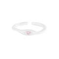 S925 Sterling Silber offener Ring mit funkelndem pinkfarbenem Zirkonia im Augendesign - Größe 13 (Verstellbar) / Rosenquarz