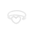 Minimalist S925 sterling silver ring featuring a hollow beaded heart and open band - Size 13 (Adjustable) / Hollow Beaded Heart Style-Silver (JZ1253-Silver)
