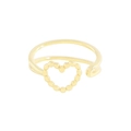Adjustable gold double-layered ring featuring a hollow beaded heart design for women - Size 13 (Adjustable) / Hollow Beaded Heart Style-18K Gold (JZ1253-18k Gold)