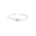 Offener S925 Sterlingsilber Ring mit lavendelfarbenem Zirkon im Teufelsauge Design - Größe 13 (Verstellbar) / Violetter Stein