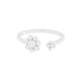Elegant S925 sterling silver open ring featuring a double floral bubble blossom design - Size 13 (Adjustable) / Silver