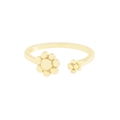 S925 sterling silver adjustable open ring with two golden flowers in Korean style - Size 13 (Adjustable) / 18K Gold