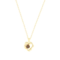 Collar de corazón en plata S925 chapada en oro con cristal marrón y textura lava - Chapado en oro 18K