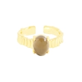 Anillo ajustable de plata S925 dorada con una gran piedra de cuarzo ahumado - Talla 13 (Ajustable) / Chapado en oro 18K