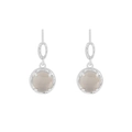 S925 sterling silver drop earrings with textured metal and smoky quartz pendant - 925 Silver / White Gold