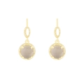 Handmade S925 silver stud earrings with smoky quartz and gold hammered texture - 925 Silver / 18K Gold