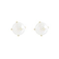 Orecchini a lobo minimalisti in argento S925 con perle bianche e montatura dorata - Strass Giallo