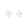 Ohrstecker aus S925 Sterlingsilber mit weißer Perle und grünem Zirkonia-Inlay - Grüner Strass