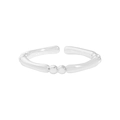 Minimalistischer S925 Sterlingsilber Ring mit Doppelball-Design und Bambus-Struktur - Größe 13 (Verstellbar) / Silber