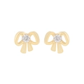 Elegant gold bow earrings for women featuring sparkling cubic zirconia centers - 925 Silver / 18k Gold Color