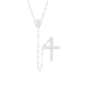 S925 silver Y-shaped necklace with paved zircon heart and cross pendant on white background - 925 Silver / XL671-White Gold