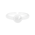 Minimalist S925 sterling silver open ring featuring a polished metal ball design - Size 13 (Adjustable) / Silver