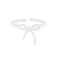 Polierter silberner Schleifenring mit verstellbarem Design für einen süßen Look - 925er Silber / Schleife Offener Ring (JZ1275)
