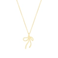 Elegante collana con ciondolo a fiocco dorato con design a nastro minimalista sottile - Argento 925 / Oro 18K