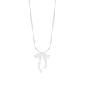 S925 Sterling Silber Schleife Anhänger Halskette mit eleganter Schlangenkette poliert - Schleife Halskette (XL664-Silber) / 925er Silber