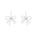 Orecchini a perno minimalisti in argento S925 con fiocco e fiore e zircone champagne - Argento 925 / ES758-Argento