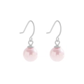 Élégantes boucles d'oreilles crochet en argent S925 avec perles roses pour femmes - Argent 925 / Ton Argent (ES764-Or Blanc)