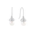 Minimalist S925 sterling silver drop earrings with natural white round pearls - 925 Silver / ES763-White Gold