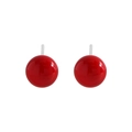Orecchini a lobo minimalisti in argento S925 con perle di agata rossa da 10mm - Argento 925 / Oro Bianco