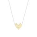 Minimalistische S925 zilveren hartketting met onregelmatige gouden gehamerde textuur afwerking - 925 zilver / XL678-Zilver + 18K Goud