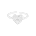 Vintage embossed S925 sterling silver heart ring with starburst zircon and open band - Size 13 (Adjustable) / Silver