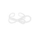 Minimalist double layer S925 sterling silver bow ring with polished metallic finish - Size 13 (Adjustable Open) / Silver (JZ1316)