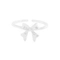 Minimalistischer S925 Sterlingsilber Schleife Ring mit verstellbarem Band für Damen - Größe 13 (Verstellbar) / Silber (JZ1317)