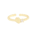 Adjustable strawberry zircon ring with gold bubble band and detailed fruit charm - Size 13 (Open Adjustable) / 18K Gold