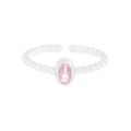 S925 sterling zilveren kralenring met een ovale roze zirkoon edelsteen, open ring - Maat 13 (Verstelbaar) / Roze